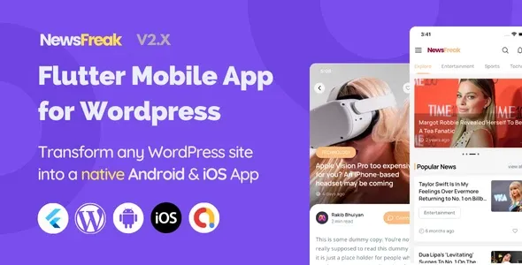 Newsfreak 2.2.3 – 适用于 WordPress 的 Flutter APP源码