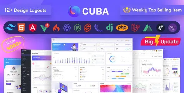 Cuba 12.1 –  Laravel 后台管理模板 包含模块15个 1.75 GB