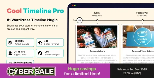 Cool Timeline Pro 4.9.2 –  横向与纵向时间线 WordPress插件