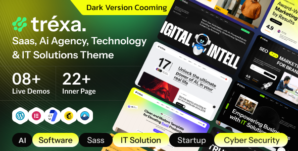 Trexa 1.0.0 – SaaS，人工智能代理，技术与IT解决方案WordPress主题