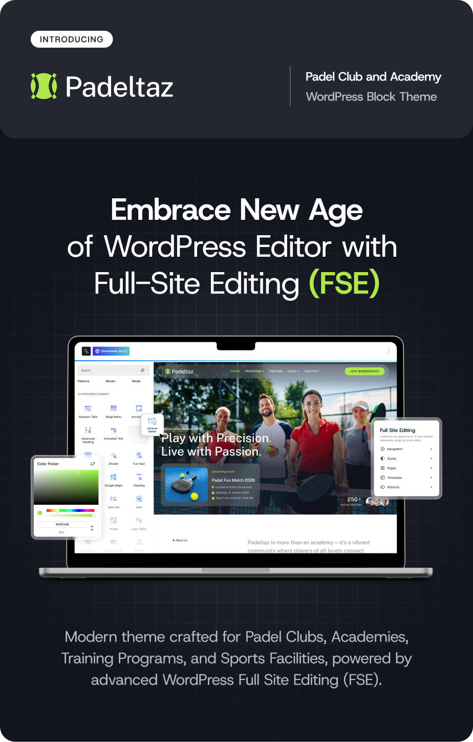 Padeltaz 1.0.0  Padel 俱乐部与体育学院 WordPress 主题