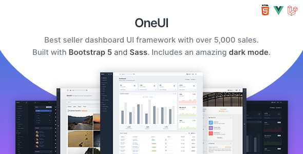 OneUI 5.12 – Bootstrap 5 管理仪表盘模板，Vue 版 & Laravel 11 入门套件